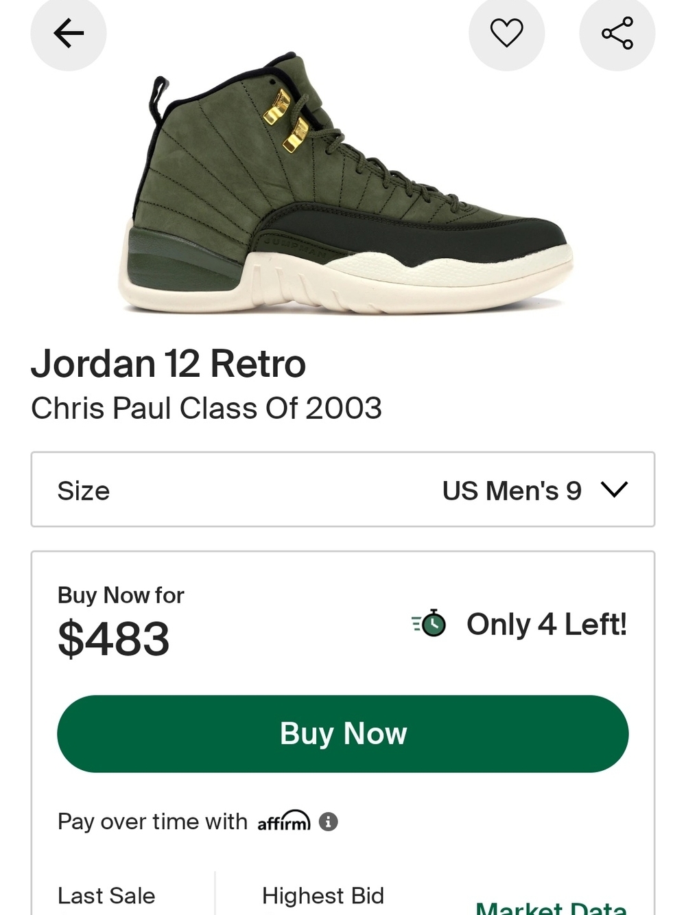 Jordan 12 Retro Chris Paul Class of 2003 - Olive/Black/Cream